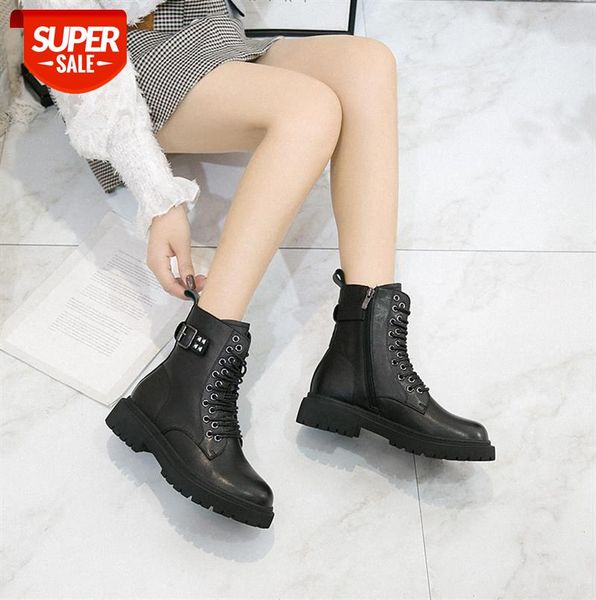 

plus velvet warm first layer cowhide ladies martin boots lace-up leather women's trend #wq7h