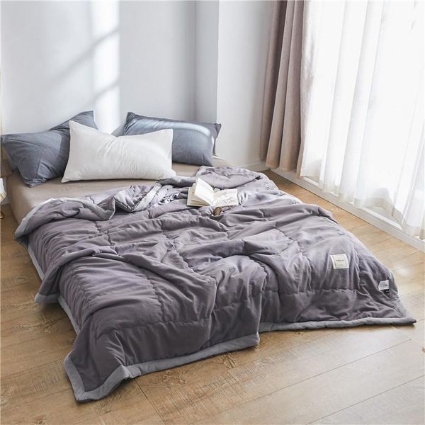 

comforters & sets simple style pure color summer quilt bedspread blanket gray comforter soft bed cover twin full queen quilting boys bedclot