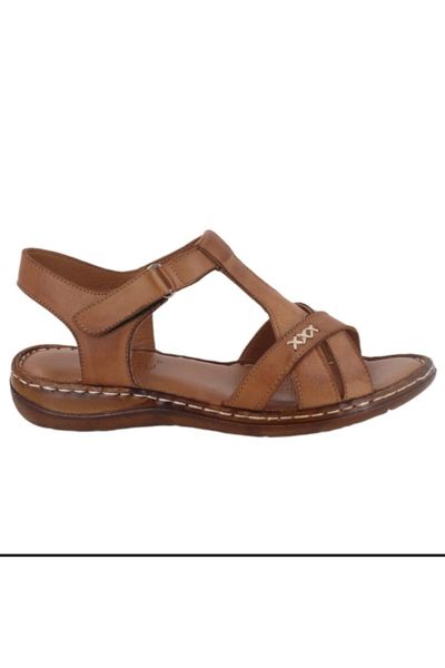 

sandals women tan leather casual 74-443, Black