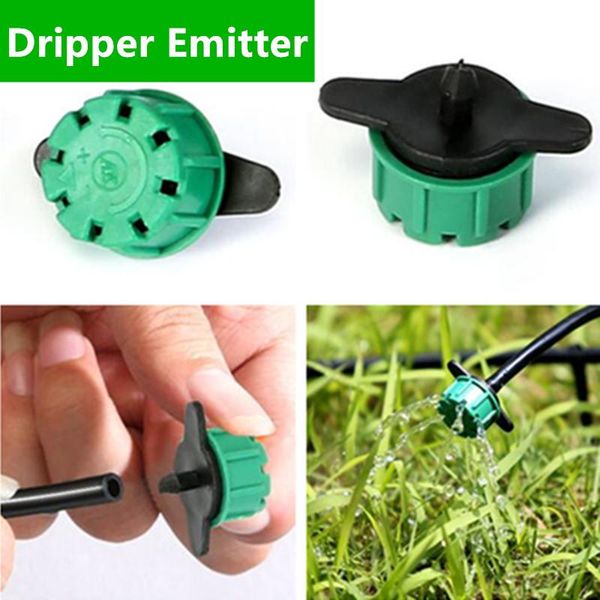 

watering equipments 100pcs/pack 8 hole flow adjustable dripper garden emitter 1/4" inch barb connector greenhouse potted drip irrigatio
