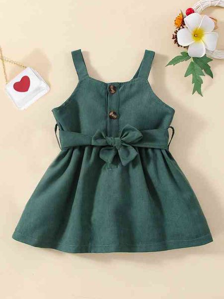 

baby half button belted cami dress she, Red;yellow