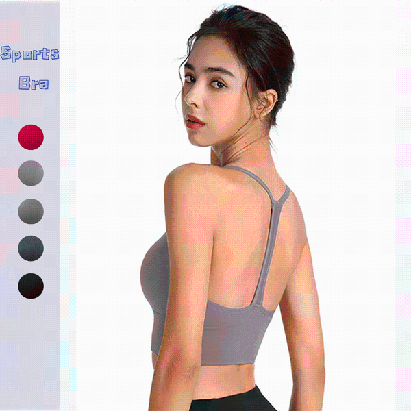 

women solid color t-type sports bra hollow beauty back yoga shockproof quick drying fitness gym underwear running clothing, White;black