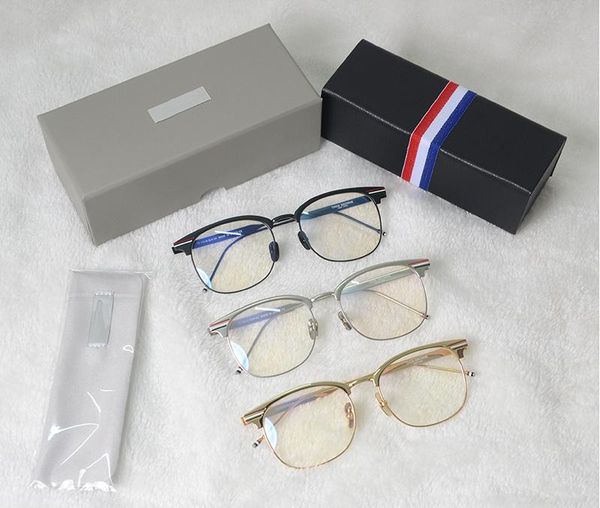 

fashion sunglasses frames metal square myopia glasses frame men women thom brand tb104 retro eyeglasses optical prescription eyewear reading, Black