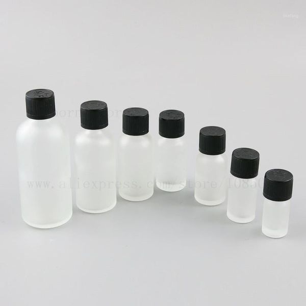 

storage bottles & jars frosted clear glass essential oil e liquid refillable bottle with white black cap 5ml 10ml 15ml 20ml 30ml 50ml 100ml