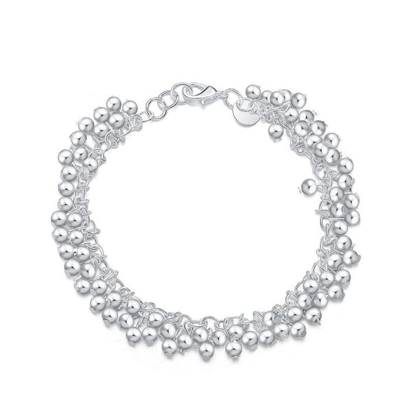 

charm bracelets 925 sterling silver grapes smooth beads bracelet for wedding engagement woman fashion jewelry, Golden;silver