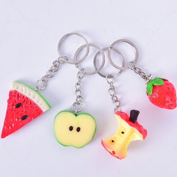 

20pieces/lot mini simulation fruit key chain resin fruit keychain gift pendant accessories keyring jewelry, Silver