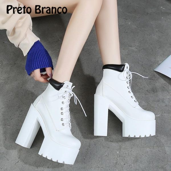 

boots preto branco 2021 14cm super high hate t station nightclub ankle knight short women's shoes black zyw