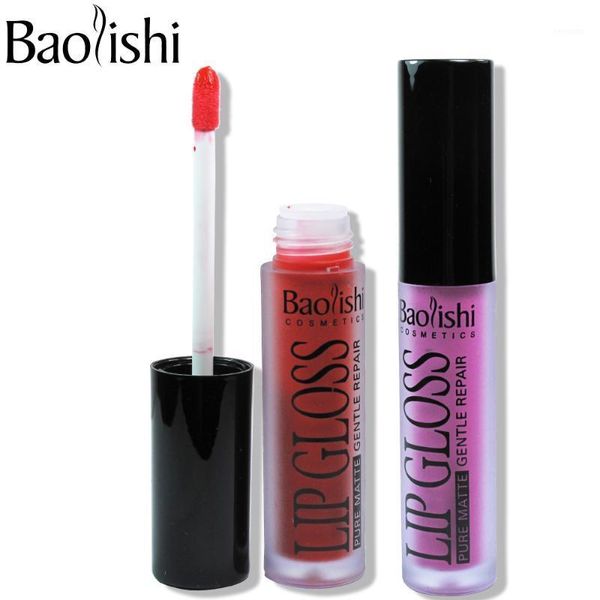 

baolishi brand makeup waterproof batom tint non-stick cup lip gloss red velvet true brown nude matte makeup1