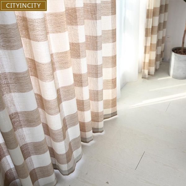 

curtain & drapes cityincity plaid home decor yarn dyed darpe faux linne curtains for bedroom livingroom rideaux window customized