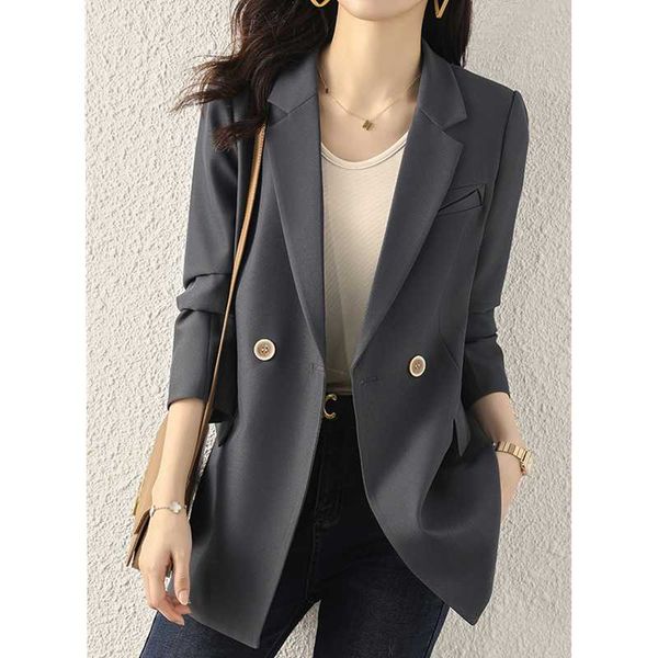 

women's suits & blazers high-quality elegant small suit jacket female spring and autumn 2021 korean double-breasted casual fashion offi, White;black