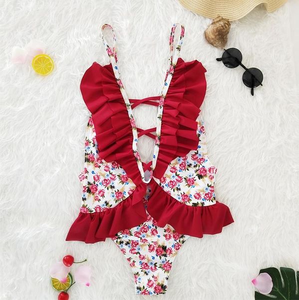 

one-piece suits zrtak halter one piece swimsuit female ruffle ladies swimwear push up bikinis 2021 mujer high waist biquinis bathing suit wo