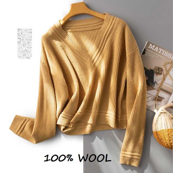 

women's sweaters v neck oversize fashion sweater baggy short casual streetwear women 2021 autumn pulover woman knitwear long sleeve, White;black