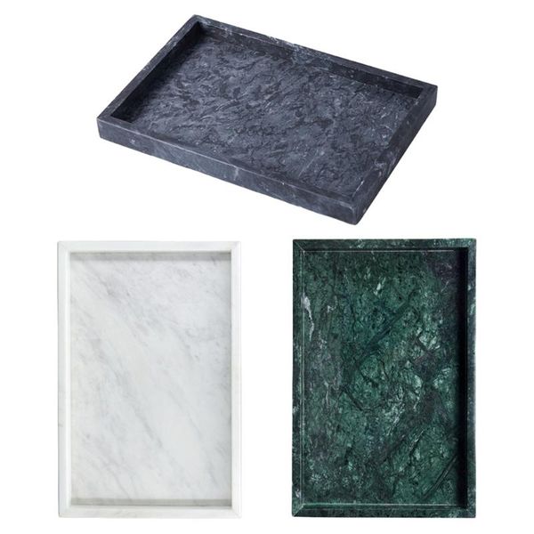 

hooks & rails natural marble storage vanity tray, cosmetics jewelery kitchen organizer, coffee table tray