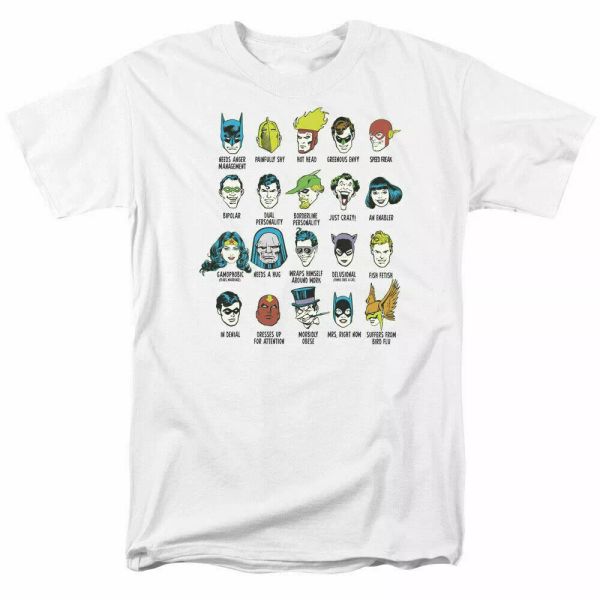 

Justice League Superhero Issues T Shirt Licensed Comic Book Tee White, White;black