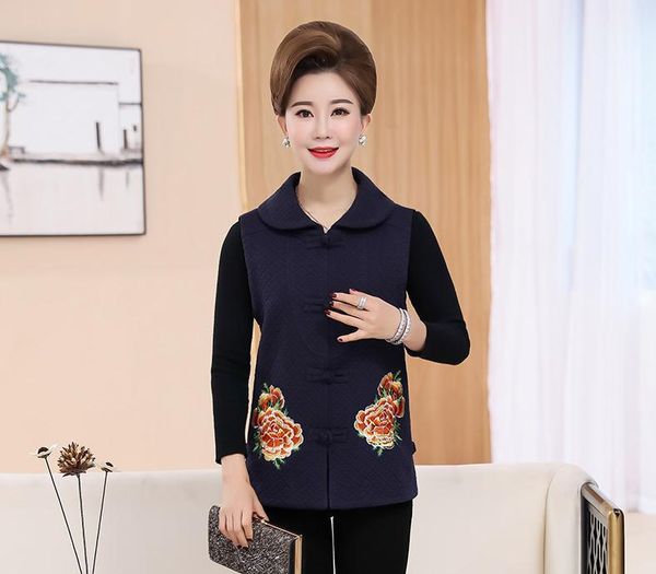 

women's vests vest cotton and linen embroidery chinese style short, Black;white