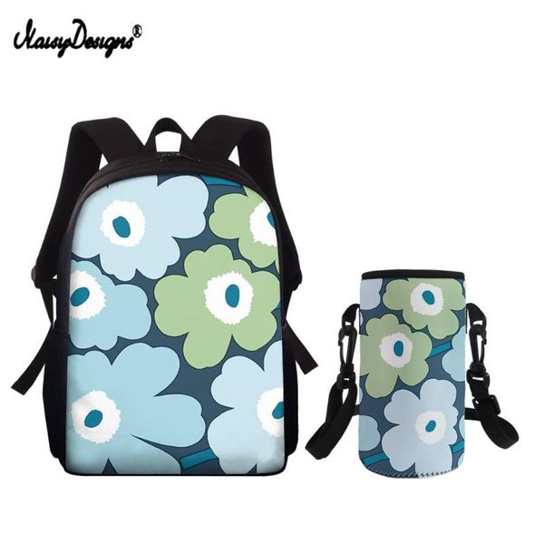 

school bags noisydesigns women backpack poppy flower print youth backpacks for teenage girls female shoulder bagpack 2pcs/set mochila