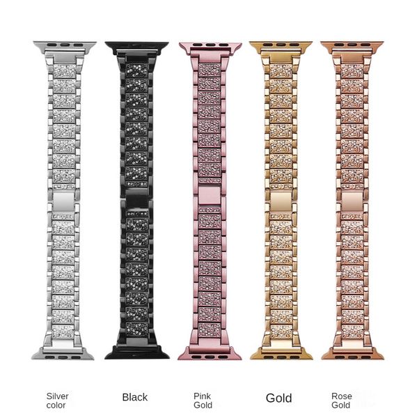 Alça de metal pulseira de diamante para a banda de relógio de Apple 44mm 42mm 40mm 38mm jóias pulseira iwatch série 6 5 4 SE Acessórios inteligentes