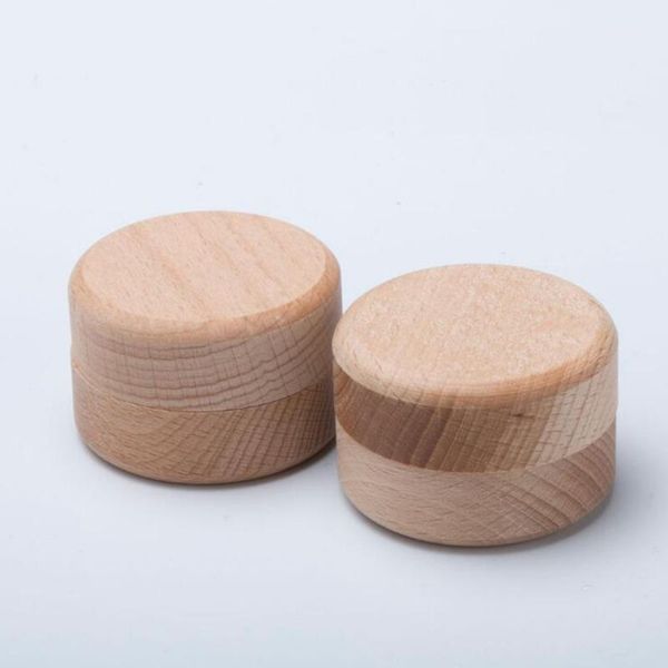

storage bottles & jars 1pc retro portable small round wooden jewelry candy box ring earring container natural craft case refillable