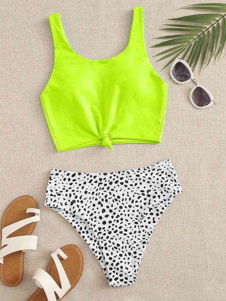 

spotted bikini women's swimsuit beach spring vacation slim fit, White;black