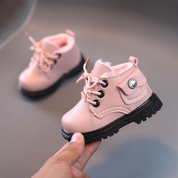 

athletic & outdoor little kids short boots ankle winter toddler girl cotton shoes plush warm baby first walkers soft non-slip lightweight 0-, Black