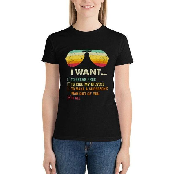 

women's t-shirt band i want rock tee shirt songs 100 cotton graphic woman t o neck simple short-sleeve casual tshirt xxl, White