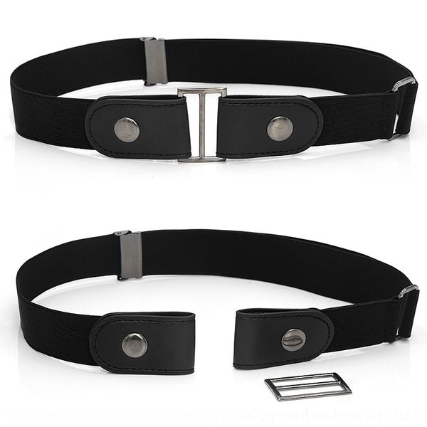 

kmgh elastic band invisible traceless elastic men's and women's korean lazy adjustable length loose belts tight belt, Black;brown