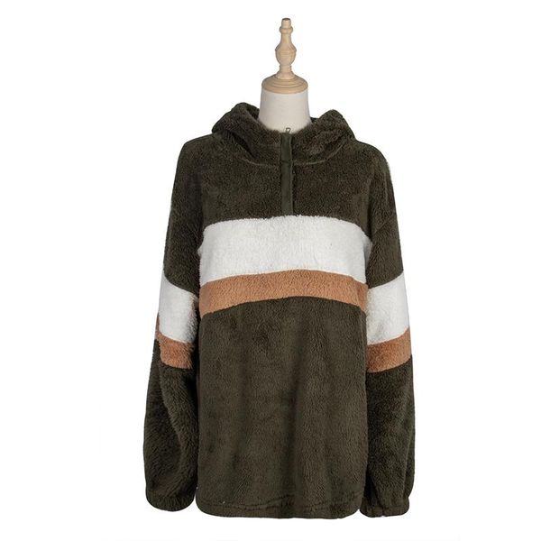 

women's hoodies & sweatshirts 2021 winter warm sweater stitching long-sleeved women casual army green sudaderas, sizes s-xl, Black