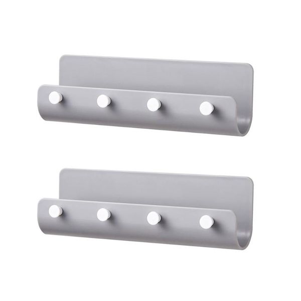 

hooks & rails 2pcs wall-mounted storage rack punch home hanging