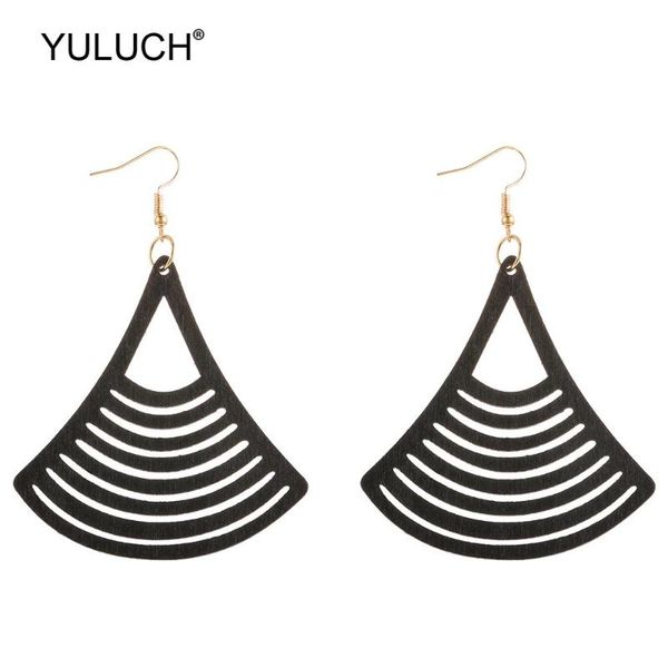 

dangle & chandelier yuluch 2021 ethnic african black blue red hollow wooden statement earrings for women wedding party gift boho jewelry acc, Silver