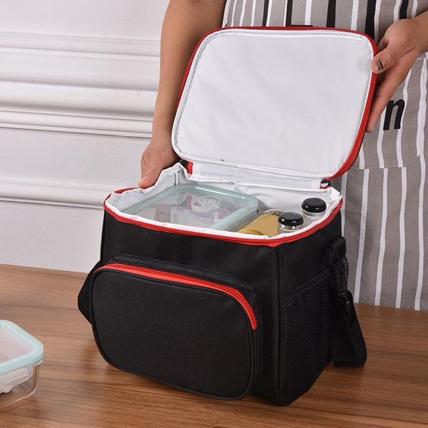 

thermal insulated lunch bag large women men picnic cooler bags bento box trips bbq ice zip pack accessories supplies products organizer, Blue;pink