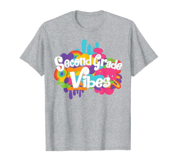 

second grade vibes, 2nd grader student back to school t-shirt, White;black