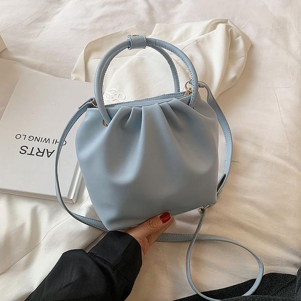 

evening bags pleated pu leather bucket shoulder for women trend quality female crossbody bag summer designer handbags
