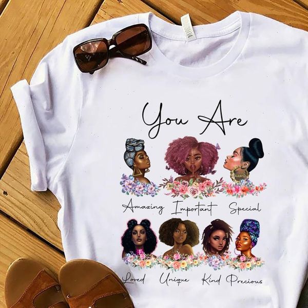 

god says you are womens queen print black girl magic graphic tees femme lives matter dope shirts, White