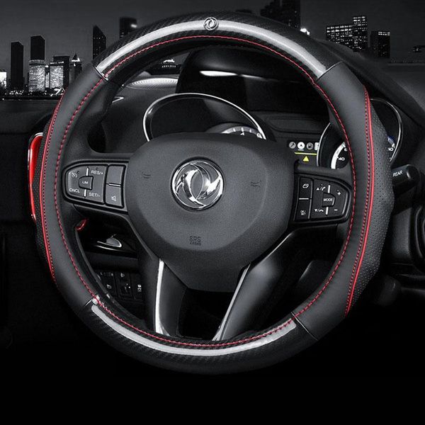 

steering wheel covers car carbon fiber leather interior accessories 38cm for dongfeng 560 580 330 370 360 ax5 ax6 styling