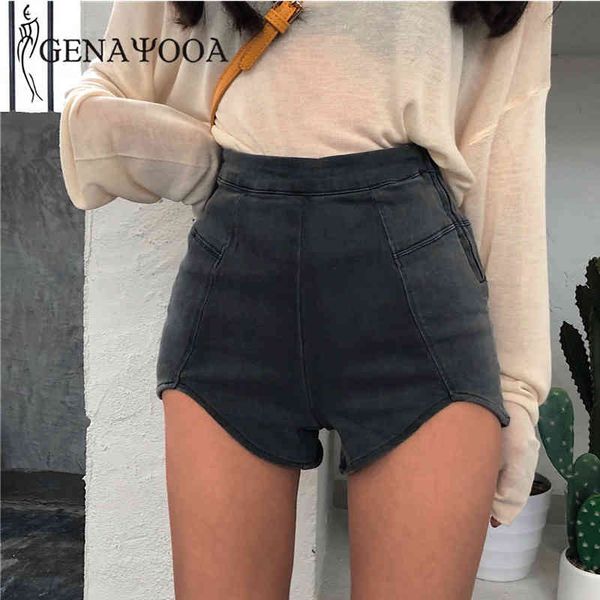 

genayooa streetwear denim women summer skinny ladies jeans shorts high waist short pants female korean style 210417, White;black