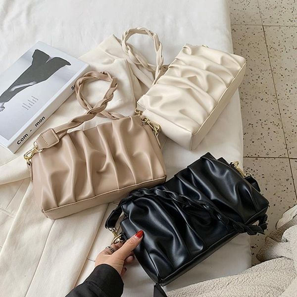 

evening bags 2021 summer pleated handlebags crossbody square bag for women pu cloud leisure armpit shopping shoulder handbag