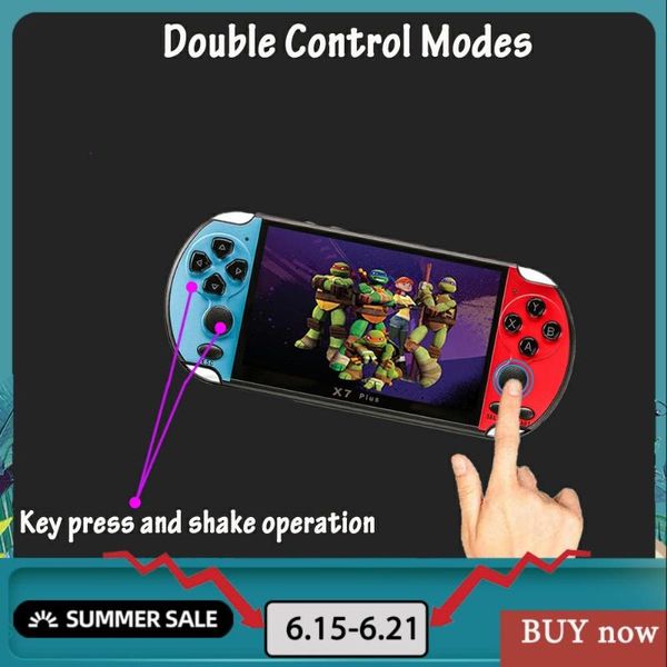 

portable game players 32/64/128 bit 5.1" lcd x7 plus double rocker 8g handheld retro console video mp5 over 1,000 games save progress