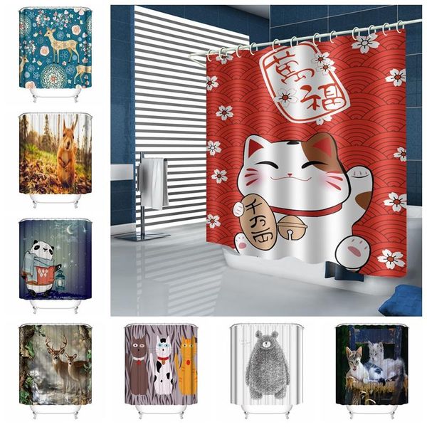 

animal pattern bath curtain waterproof shower curtains polyester cartoon screen printed for bathroom home decor