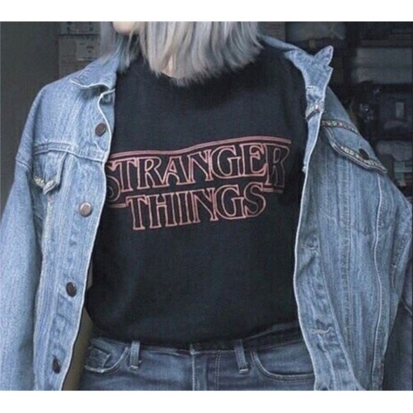 

women's t-shirt zsiibo summer fashion stranger things letter harajuku short sleeve large size casual personality star t-shirt w, White