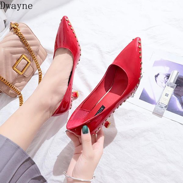 

dress shoes 2021 rivets with fine pointed korean style small fresh cats and women, Black