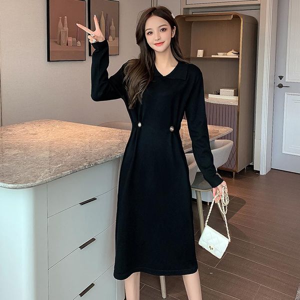 

women maxi dress sweater long dresses sleeve knit loose plus size clothing casual, Black;gray