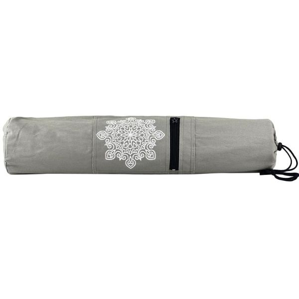 

yoga mats flower printed canvas mat bag with zipper fashion single shoulder durable sports for gym (light grey)