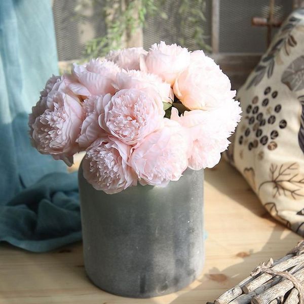 

decorative flowers & wreaths artificial peony dahlias 5 heads silk flower wedding bouquet fall vivid fake bouquets decoration