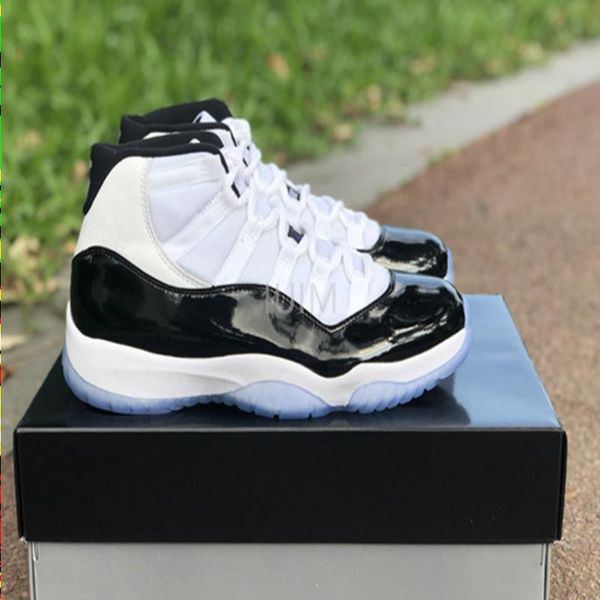 

new concord 25th anniversary 11 basketball shoes real carbon fiber men trainers gym red midnight navy bred 45 space jam 7210 with box qqjkx, Black