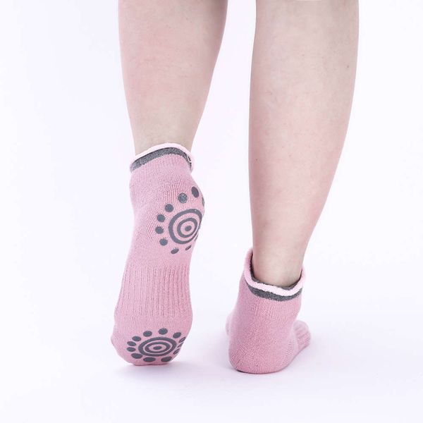 

straight simple yoga socks women's towel bottom solid color loose gum anti slip cotton sports, Black