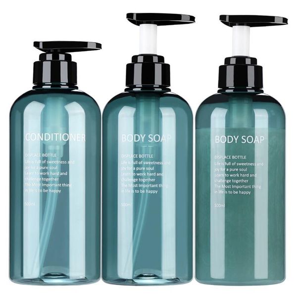 

liquid soap dispenser 3pcs 500ml empty bottle set shampoo shower gel hair conditioner bathroom refillable press pump