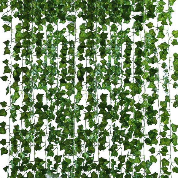 

decorative flowers & wreaths 12pcs 2m artificial leave garland fake green leaf ivy vine plant wall hanging wedding party home garden decor