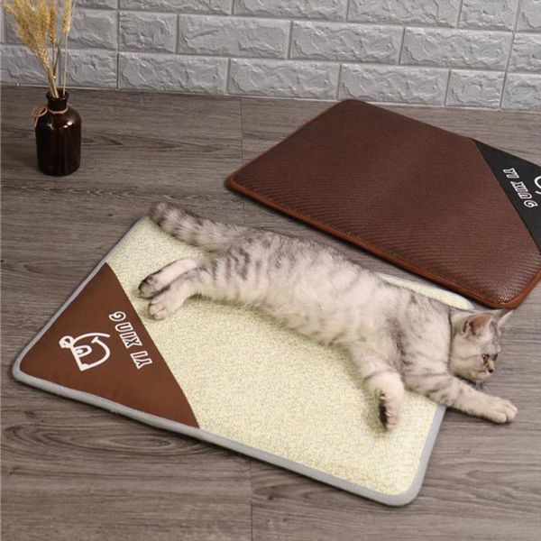 

kennels & pens pet summer cooling mat rattan weaving dog cat bed cushion dual use sponge sofa pad detachable washable cooler sleeping mattre
