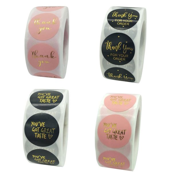 

500pcs 1inch festive decoration thank you adhesive stickers handmade round label for holiday gift bag wedding business