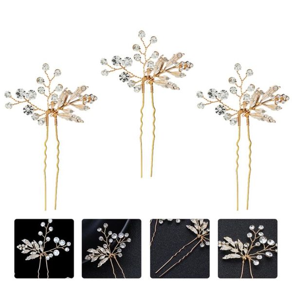 

hair clips 1 set 3 pcs alloy bridal accessories wedding pin (golden)